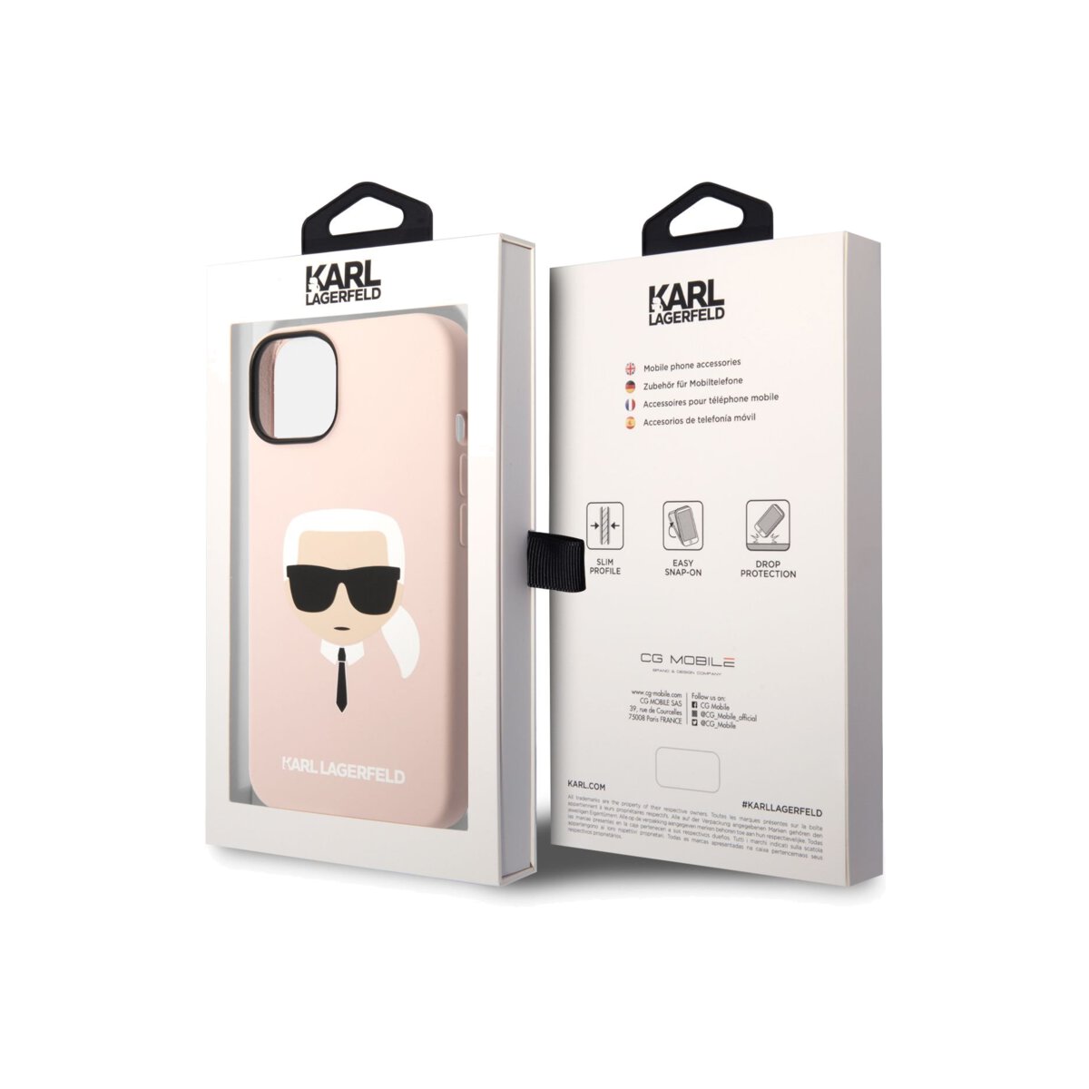 Kryt pro iPhone 14 Plus Karl Lagerfeld Silicone Karl Head - růžový - iSTYLE CZ