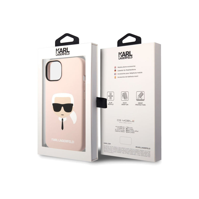 Kryt pro iPhone 14 Plus Karl Lagerfeld Silicone Karl Head - růžový - iSTYLE CZ