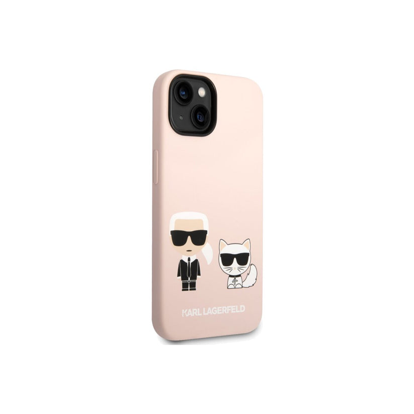 Kryt pro iPhone 14 Plus Karl Lagerfeld Karl and Choupette Liquid Silicone - růžový - iSTYLE CZ