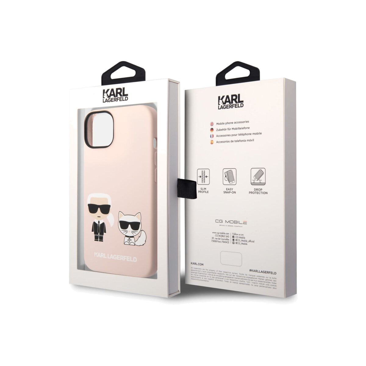 Kryt pro iPhone 14 Plus Karl Lagerfeld Karl and Choupette Liquid Silicone - růžový - iSTYLE CZ