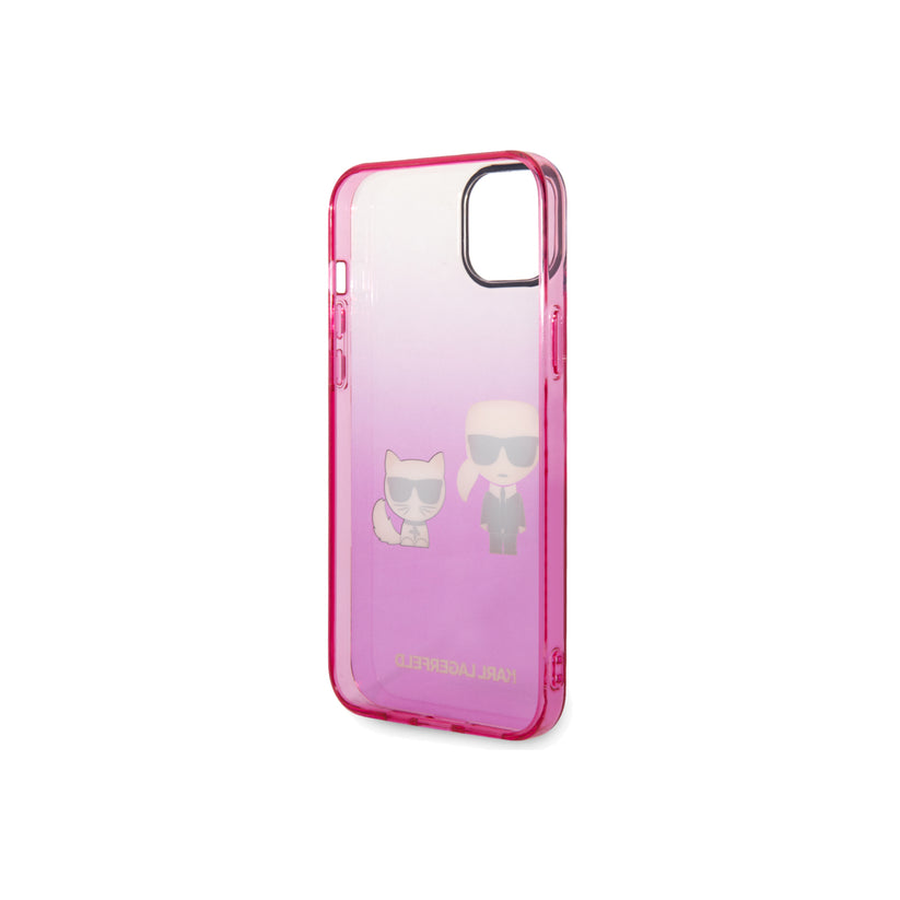 Kryt pro iPhone 14 Plus Karl Lagerfeld Gradient Karl and Choupette - růžový - iSTYLE CZ