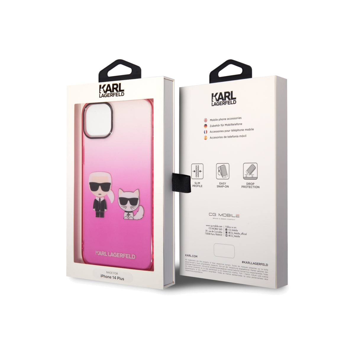 Kryt pro iPhone 14 Plus Karl Lagerfeld Gradient Karl and Choupette - růžový - iSTYLE CZ