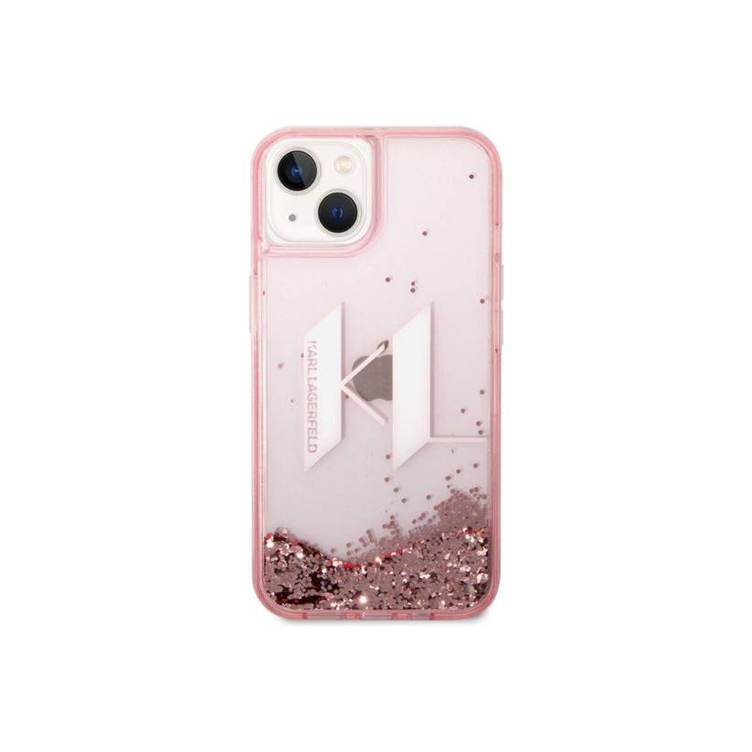 Kryt pro iPhone 14 Karl Lagerfeld Liquid Glitter Big KL Logo - růžový