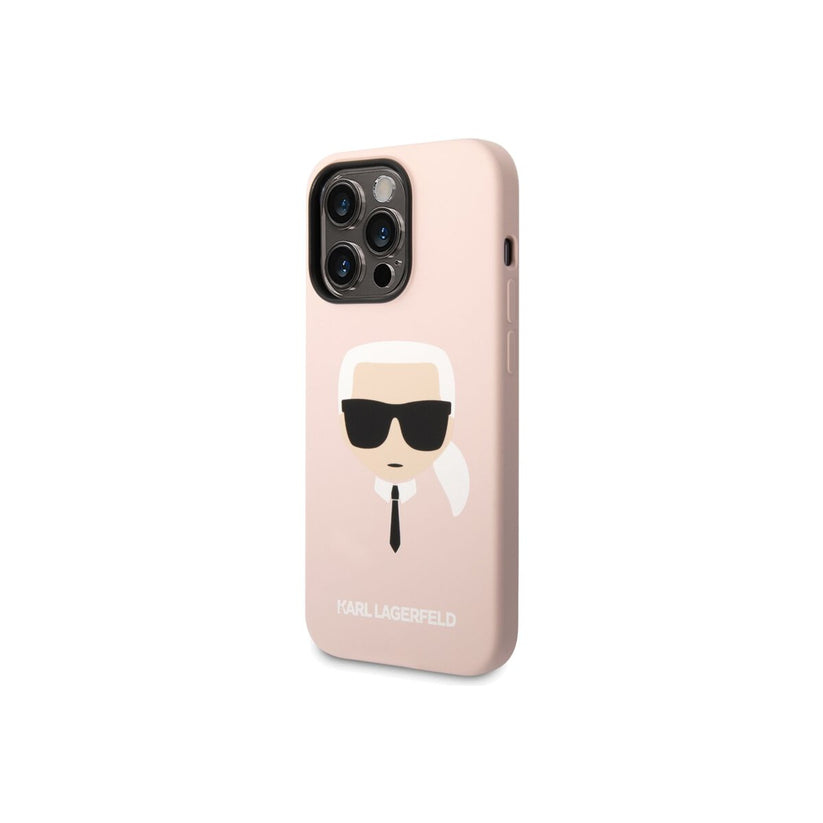 Kryt pro iPhone 14 Pro Max Karl Lagerfeld Silicone Karl Head - růžový - iSTYLE CZ