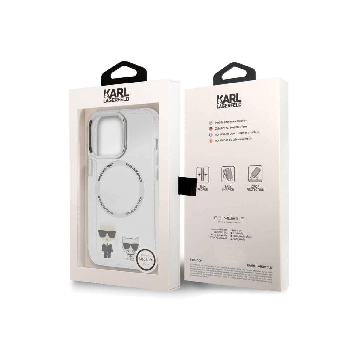MagSafe kryt na iPhone 14 Pro Karl and Choupette - průhledný