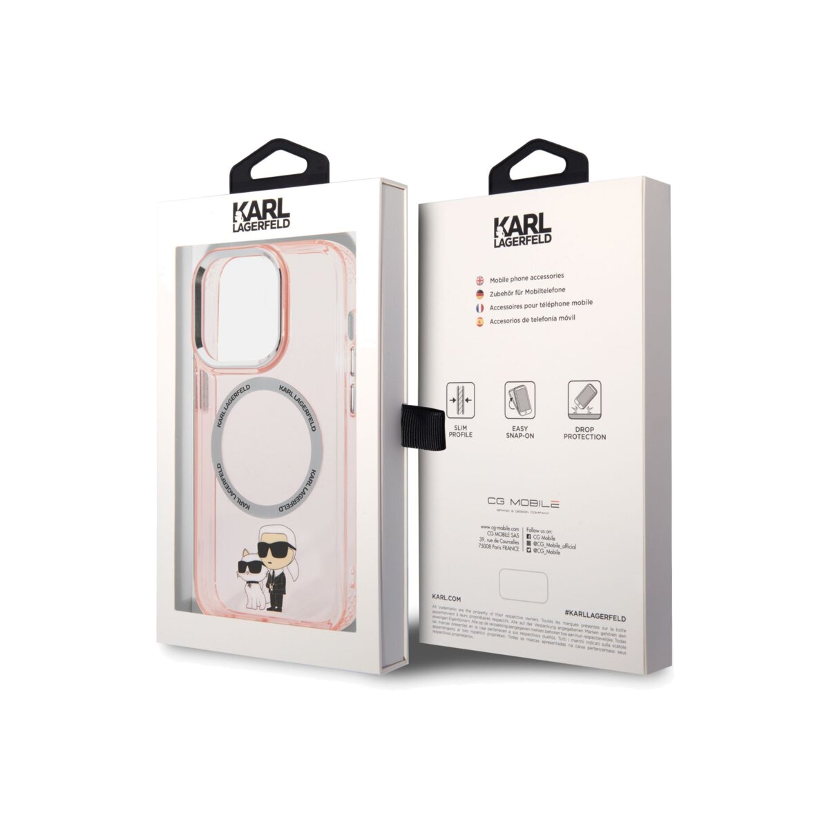 MagSafe kryt pro iPhone 14 Pro Karl Lagerfeld IML Karl and Choupette NFT - růžový