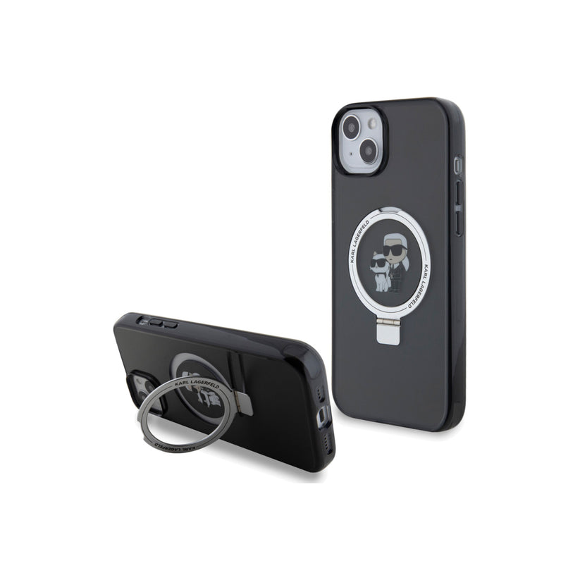 MagSafe kryt pro iPhone 15 Plus Karl Lagerfeld Ringstand Karl and Choupette - černý - iSTYLE CZ