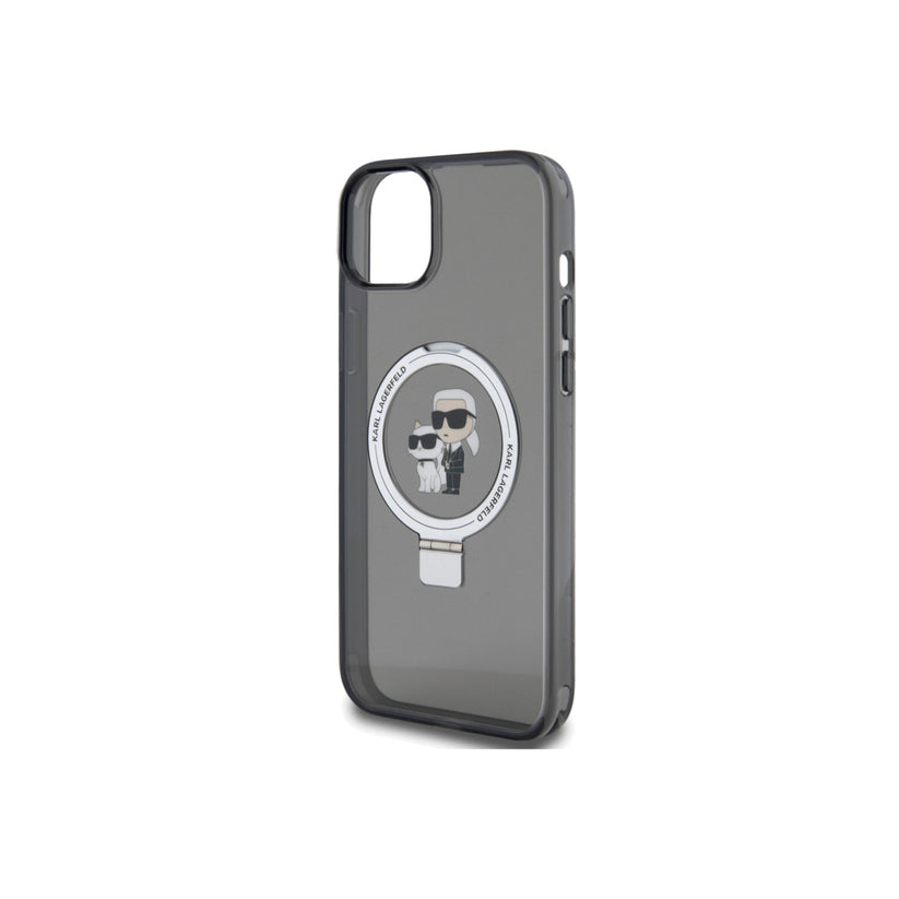 MagSafe kryt pro iPhone 15 Plus Karl Lagerfeld Ringstand Karl and Choupette - černý - iSTYLE CZ