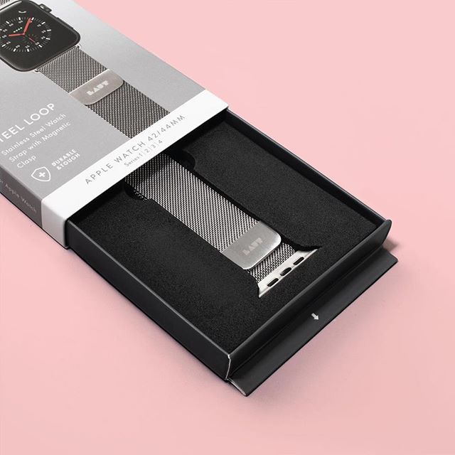 Kovový magnetický řemínek pro Apple Watch 42/44/45/49 mm LAUT Stainless steel loop - stříbrný