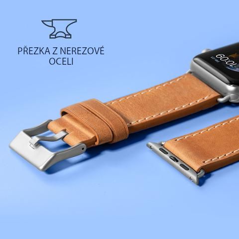 Kožený řemínek na Apple Watch 42/44/45/49 mm LAUT Safari - černý