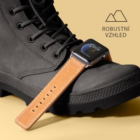 Kožený řemínek na Apple Watch 42/44/45/49 mm LAUT Safari - černý