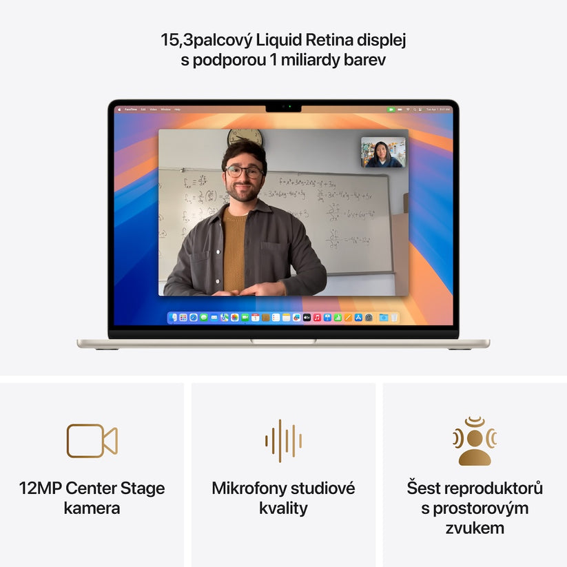 MacBook Air 15,3", Apple M4 10jádrové CPU, 10jádrové GPU, 16GB, 256GB SSD, CZ - hvězdně bílý (otevřený)