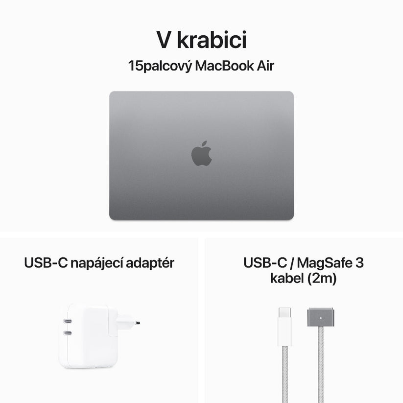 MacBook Air 15,3", Apple M3 8jádrové CPU, 10jádrové GPU, 16GB, 256GB SSD, CZ - vesmírně šedý (renovovaný) - iSTYLE.cz