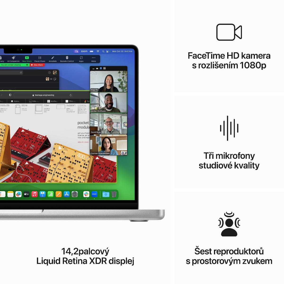 MacBook Pro 14", Apple M3 Max 14jádrové CPU, 30jádrové GPU, 36GB, 1TB SSD, CZ - stříbrný (otevřený)