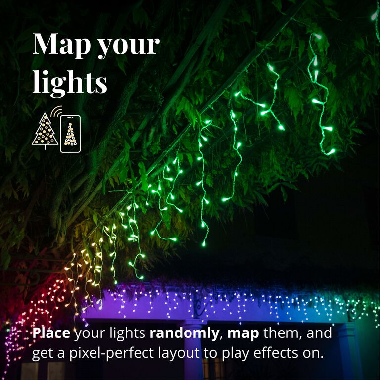 Chytrá vánoční LED výzdoba Twinkly Icicle 190 diod 5m - vícebarevná/bílá