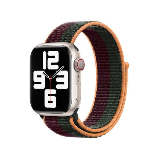 Apple Watch 38/40/41 mm temně třešňový / lesně zelený provlékací sportovní řemínek