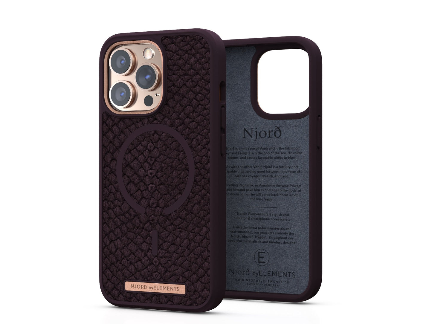 Kožený kryt na iPhone 13 Pro Njord Eldur - fialový