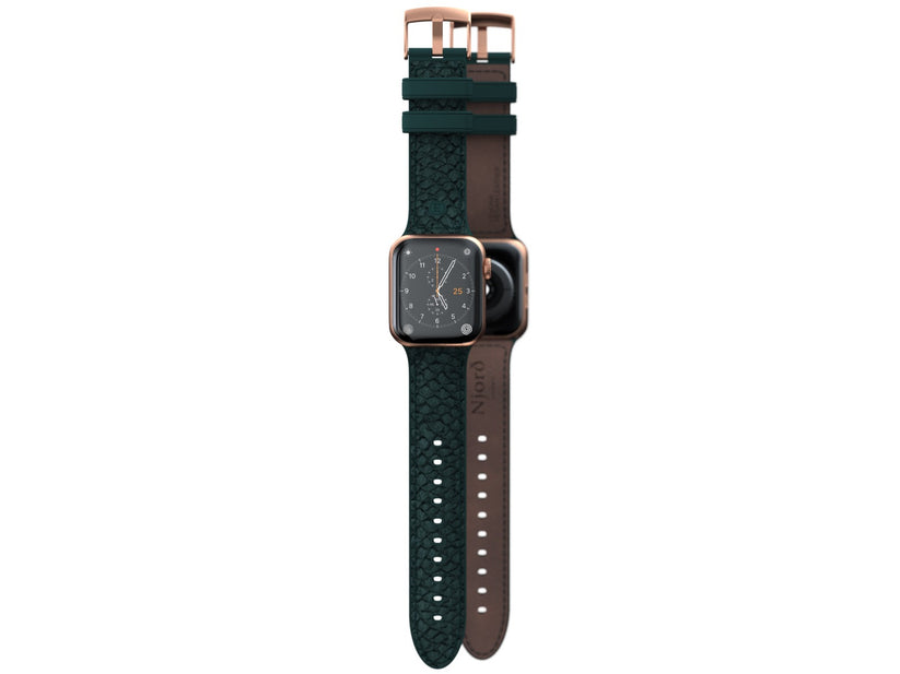 Kožený řemínek na Apple Watch 42/44/45/49 mm Njord Jöro - zelený
