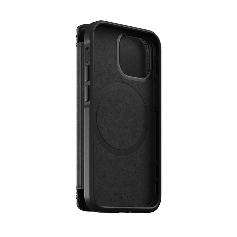 Kožený kryt na iPhone 13 Pro Nomad MagSafe Rugged Folio - černý