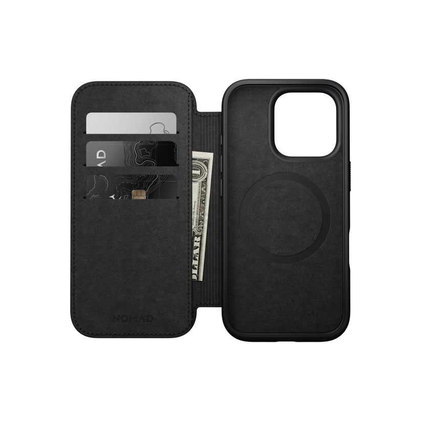 Kožený MagSafe kryt pro iPhone 16 Pro Nomad Modern Leather Folio - hnědý - iSTYLE CZ