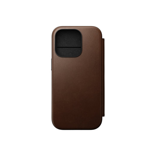 Kožený MagSafe kryt pro iPhone 16 Pro Nomad Modern Leather Folio - hnědý - iSTYLE CZ