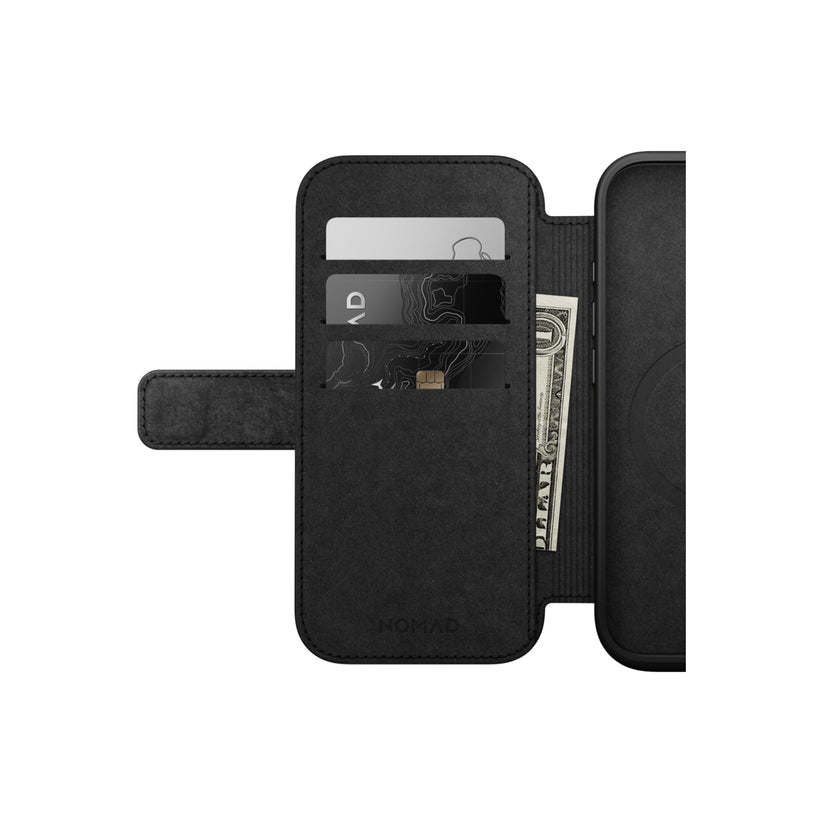 Kožený MagSafe kryt pro iPhone 16 Pro Nomad Modern Leather Folio - černý - iSTYLE CZ
