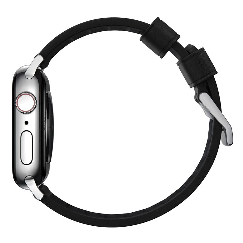Řemínek pro Apple Watch 42/44/45/49 mm Nomad Active Strap Pro - černý se stříbrnou přezkou - iSTYLE CZ