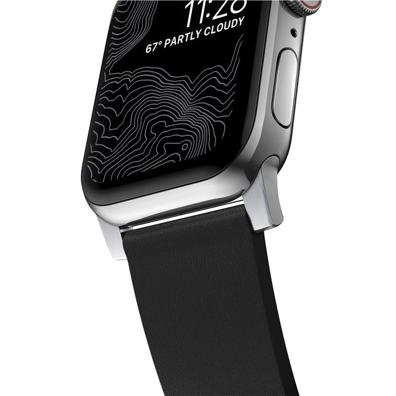 Řemínek pro Apple Watch 42/44/45/49 mm Nomad Active Strap Pro - černý se stříbrnou přezkou - iSTYLE CZ