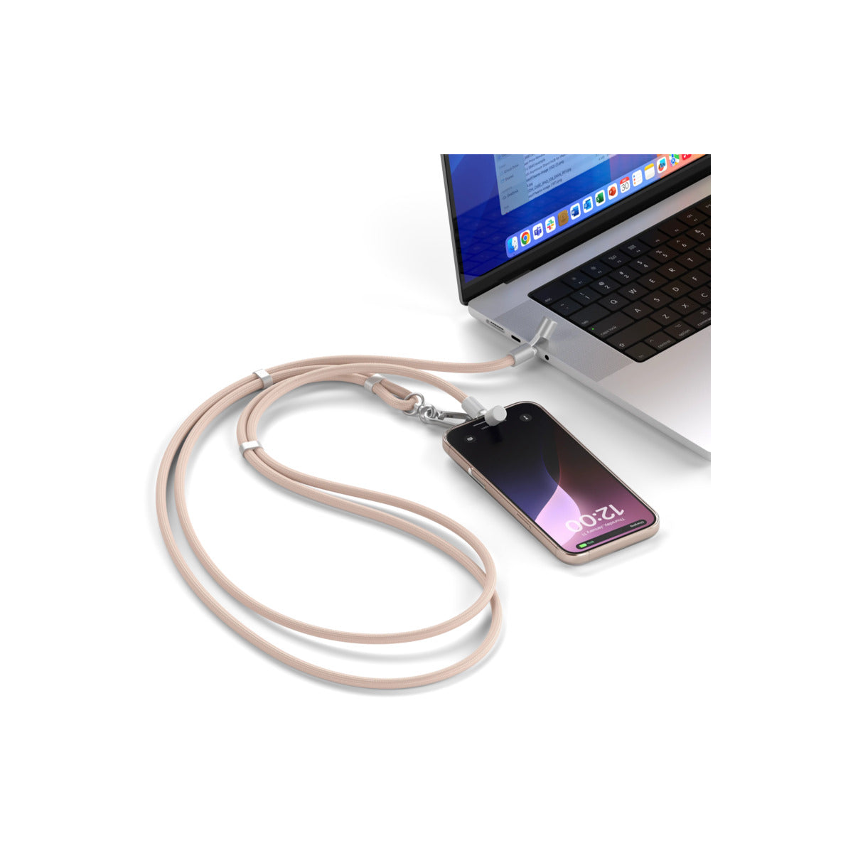 USB-C kabel na krk Satechi OntheGo - pouštně růžový