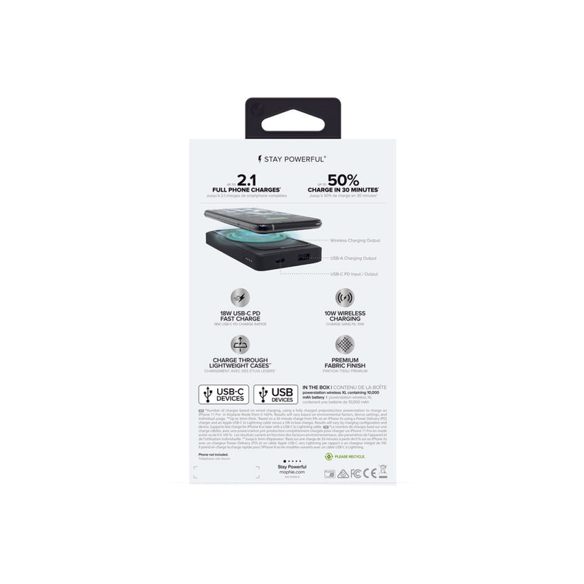 Bezdrátová powerbanka Mophie Powerstation XL s kapacitou 10 000 mAh - šedá - iSTYLE CZ