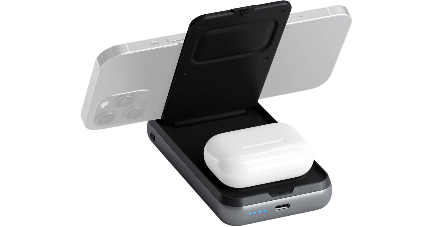 10 000 mAh hliníková bezdrátová powerbanka se stojánkem Satechi Duo Wireless Charger