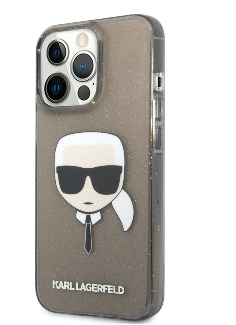 Pouzdro na iPhone 13 Pro Karl Lagerfeld Full Glitter - černé