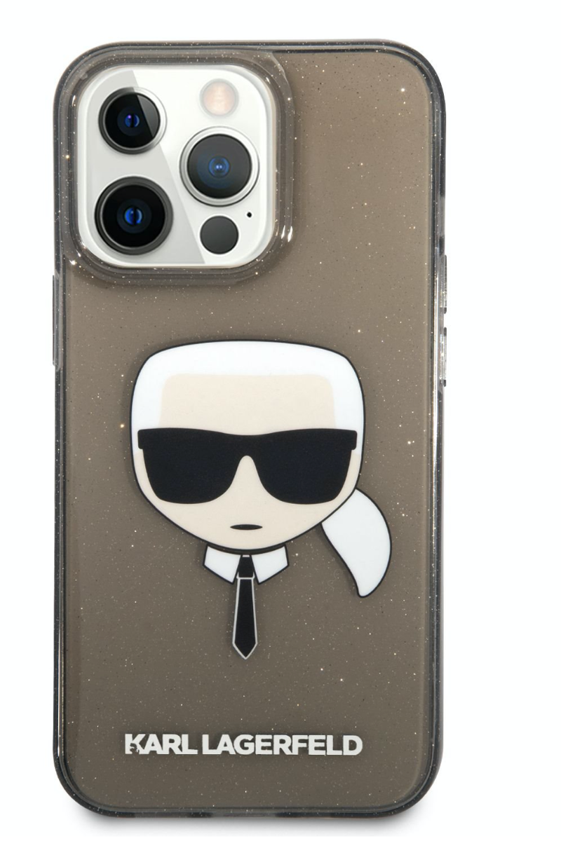 Pouzdro na iPhone 13 Pro Karl Lagerfeld Full Glitter - černé