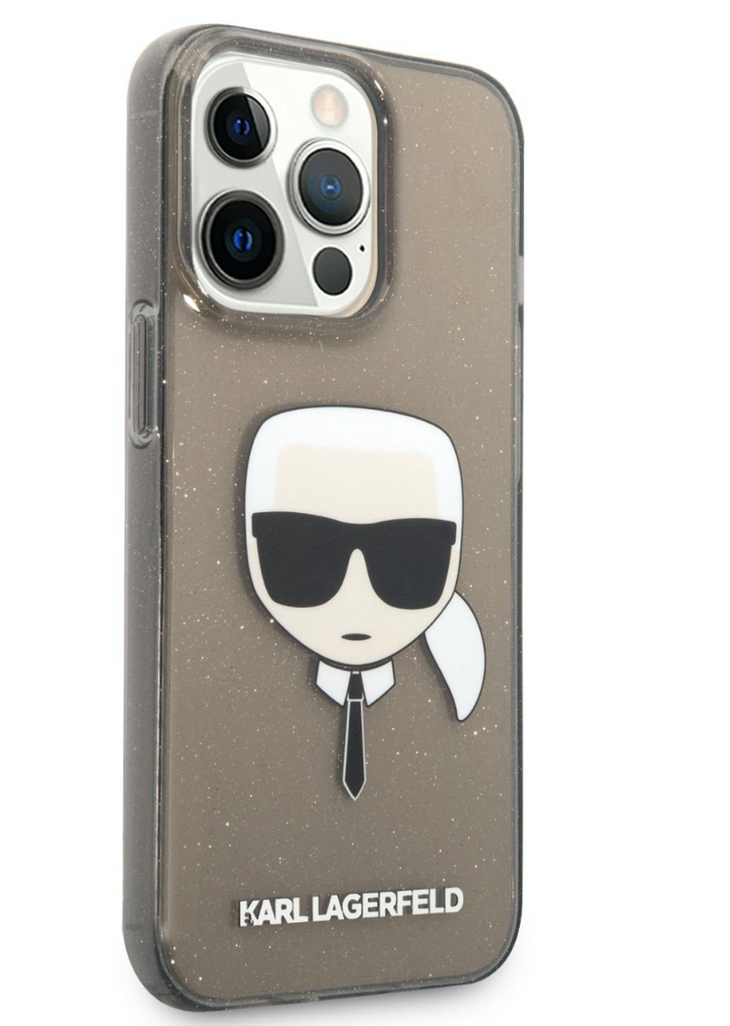 Pouzdro na iPhone 13 Pro Karl Lagerfeld Full Glitter - černé