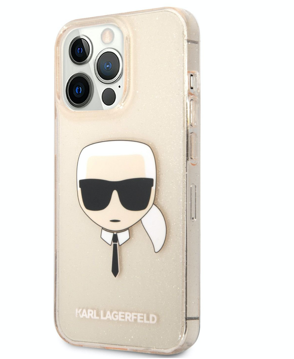 Pouzdro na iPhone 13 Pro Karl Lagerfeld Full Glitter - zlaté