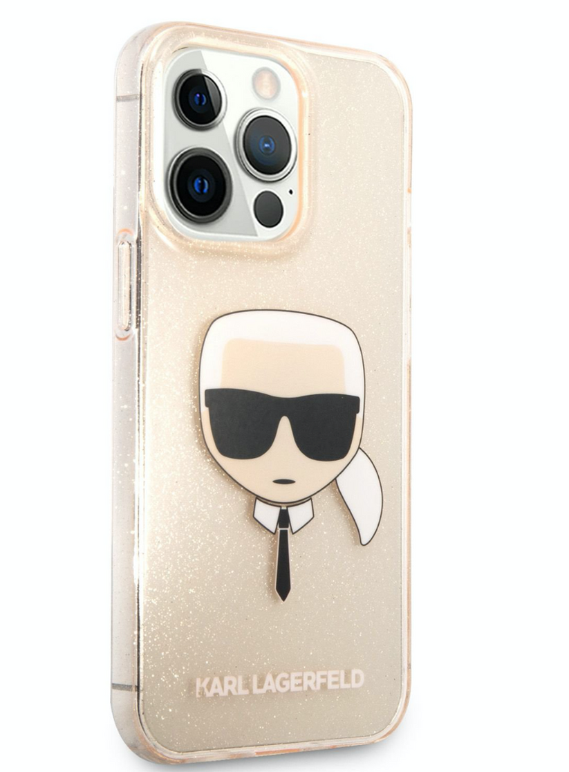Pouzdro na iPhone 13 Pro Karl Lagerfeld Full Glitter - zlaté