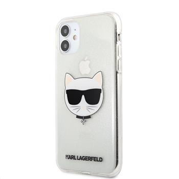 Kryt na iPhone 11 Karl Lagerfeld Choupette Head - stříbrný