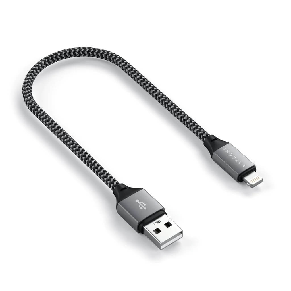 Pletený kabel Satechi USB-A na Lightning 25 cm – šedý - iSTYLE CZ