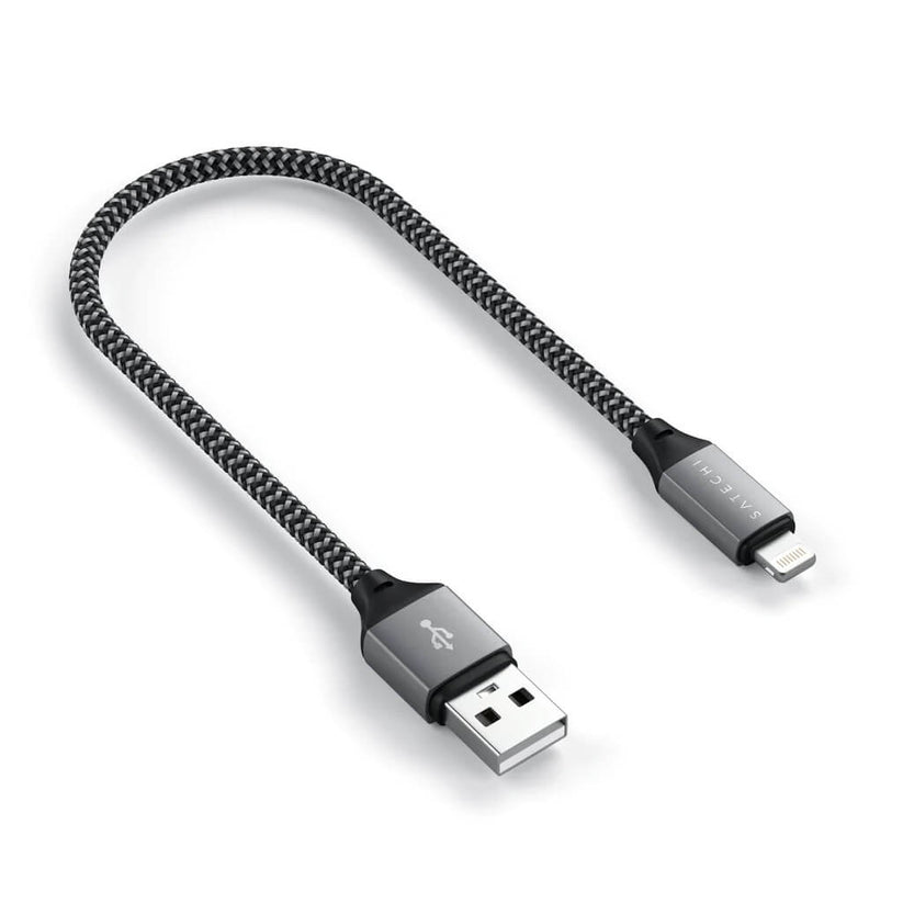 Pletený kabel Satechi USB-A na Lightning 25 cm – šedý - iSTYLE CZ