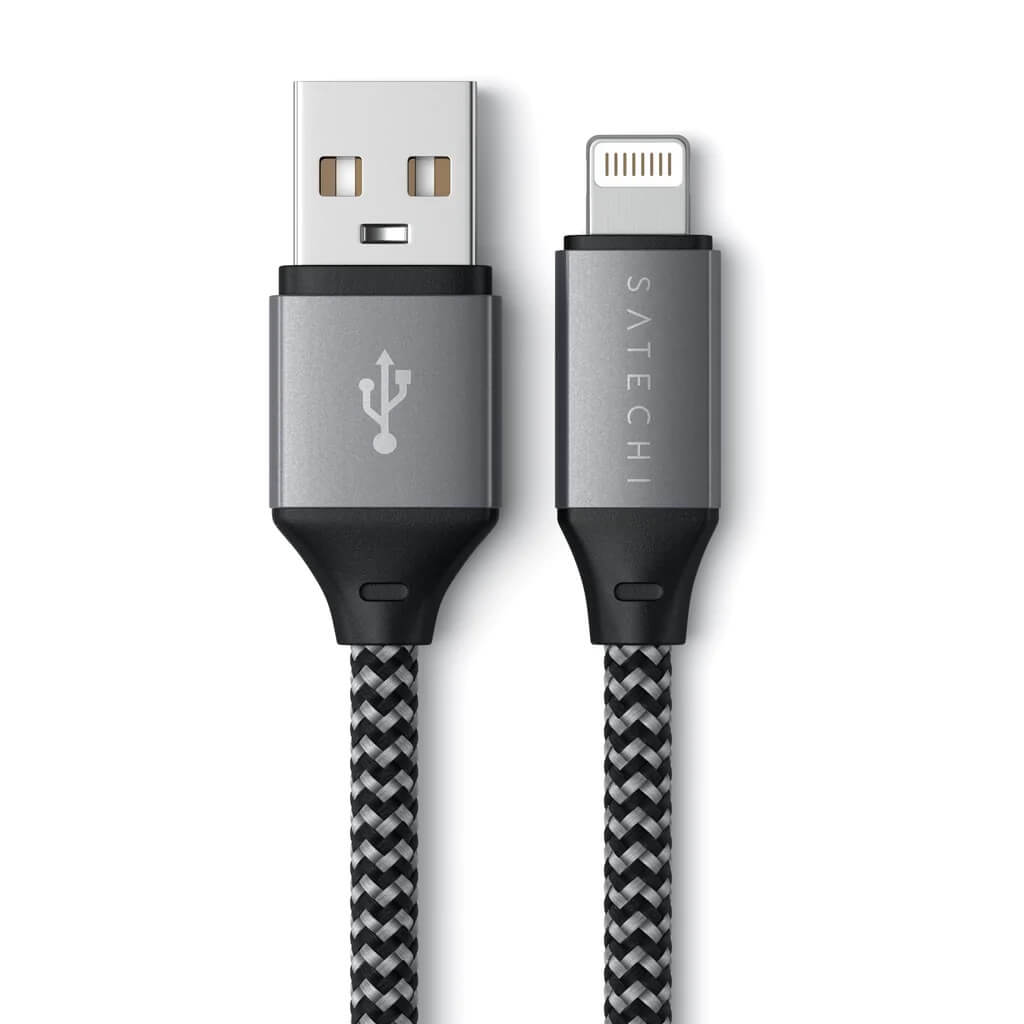 Pletený kabel Satechi USB-A na Lightning 25 cm – šedý - iSTYLE CZ
