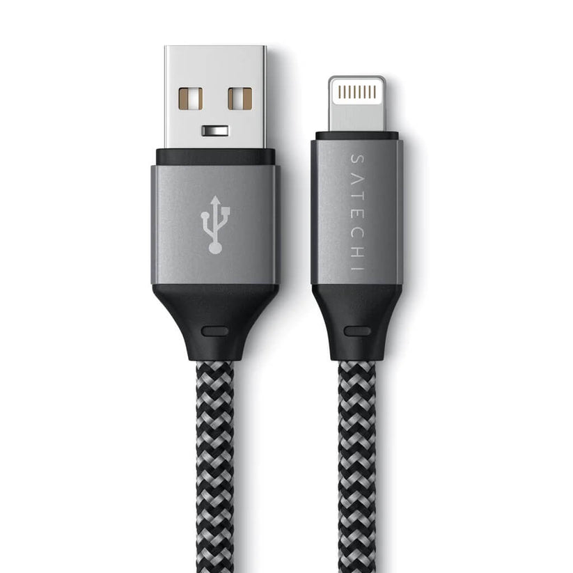 Pletený kabel Satechi USB-A na Lightning 25 cm – šedý - iSTYLE CZ