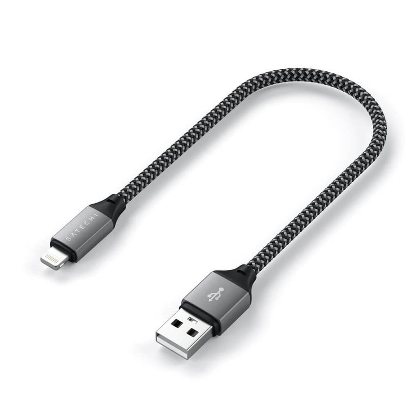 Pletený kabel Satechi USB-A na Lightning 25 cm – šedý - iSTYLE CZ