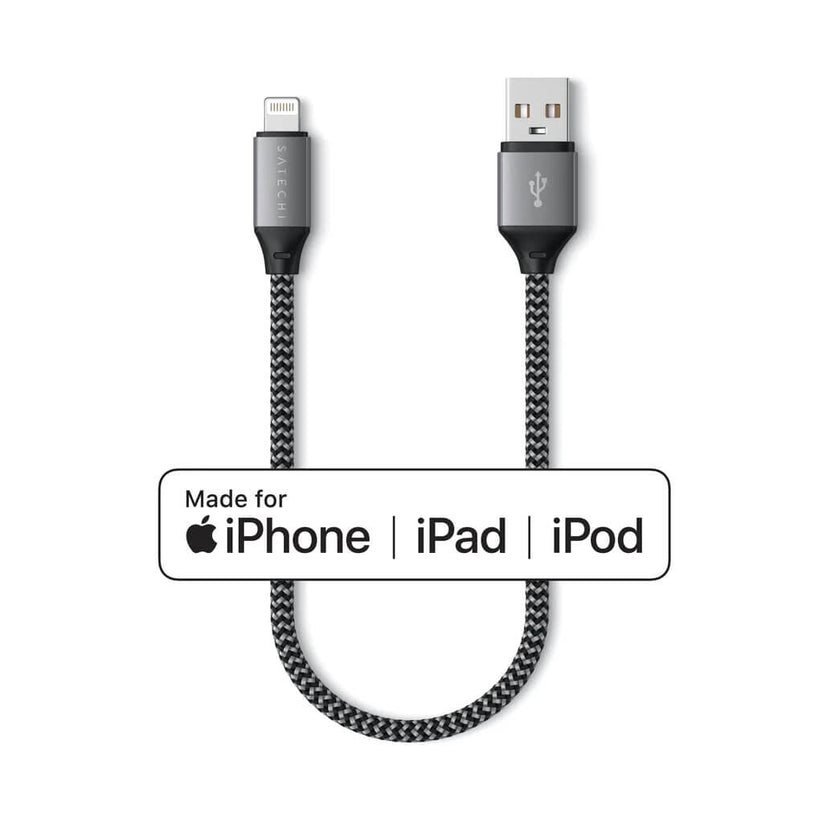 Pletený kabel Satechi USB-A na Lightning 25 cm – šedý - iSTYLE CZ