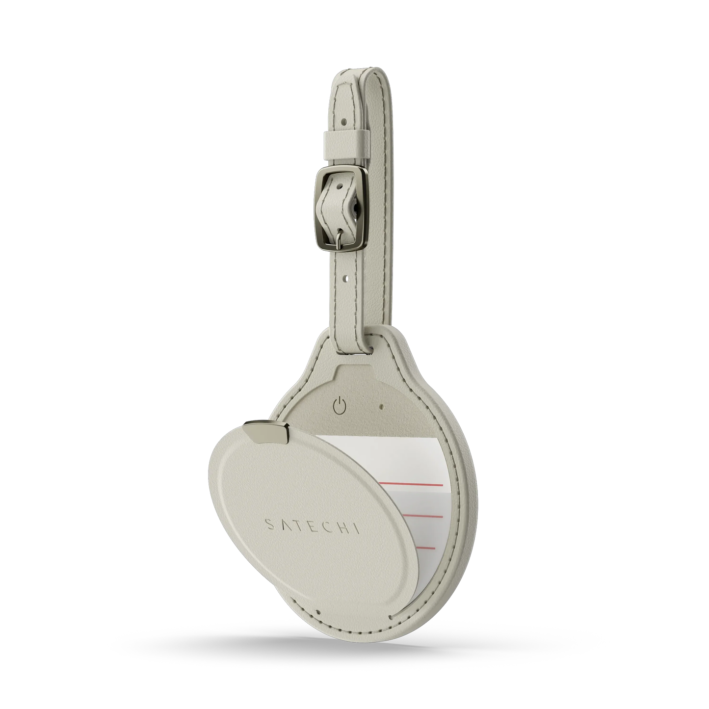Jmenovka z veganské kůže Satechi FindAll Luggage Tag s kapsou na AirTag - světlá
