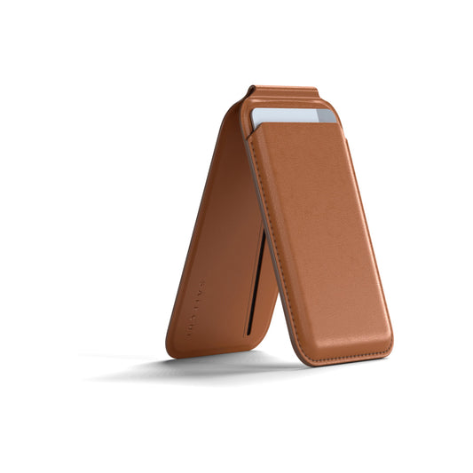 Magnetický stojánek s peněženkou pro iPhone Satechi - hnědý - iSTYLE CZ
