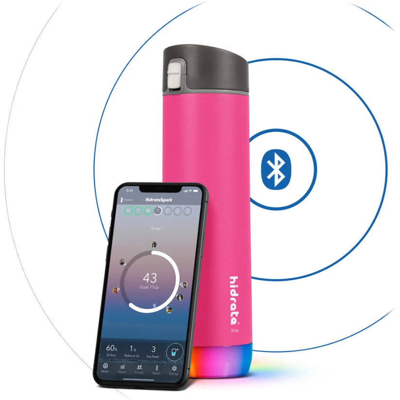 Inteligentní nerezová láhev s brčkem HidrateSpark Steel 620 ml - růžová