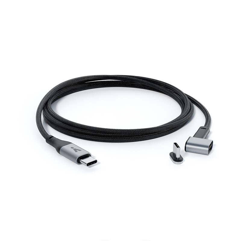 Magnetický opletený datový kabel USB-C na USB-C iSTYLE - šedý K-PL9915101300220