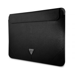 Obal Guess Saffiano Triangle Metal Logo pro MacBook 16" - černý