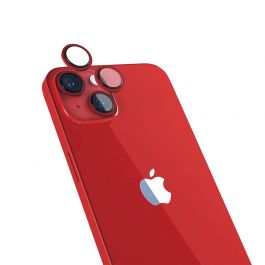 Hliníkový ochranný kryt čoček pro iPhone 14/14 Plus iSTYLE - červený