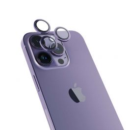 Hliníkový ochranný kryt čoček pro iPhone 14 Pro/14 Pro Max iSTYLE - tmavě fialový